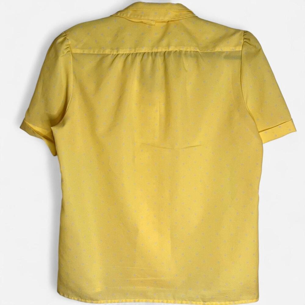 Vintage 80s/90s Era “Pykettes” Butter Yellow Polka Dot Blouse - Picture 7 of 8